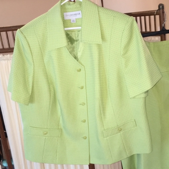 Vintage Light Green Short Sleeve and Skirt Suit Set Sag Harbor Size 2X Plus Size - Picture 3 of 13